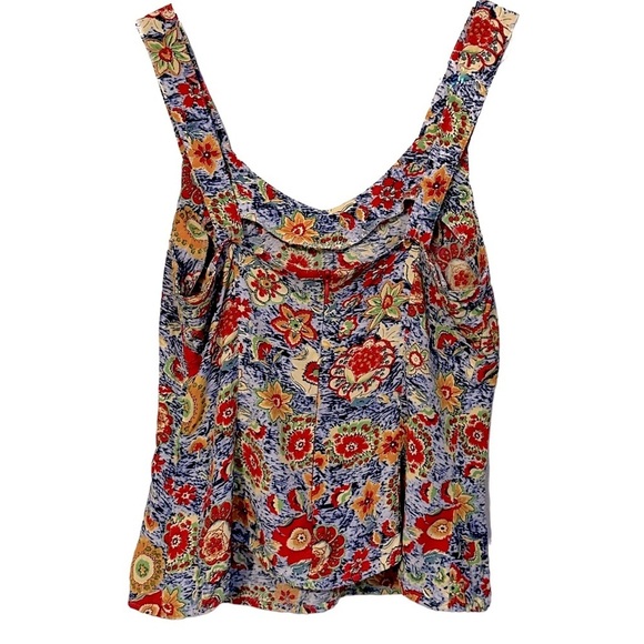 Desert West by Sherry Holt Blue Red Floral Sleeveless Top Small USA VC1388‎ - Picture 7 of 9